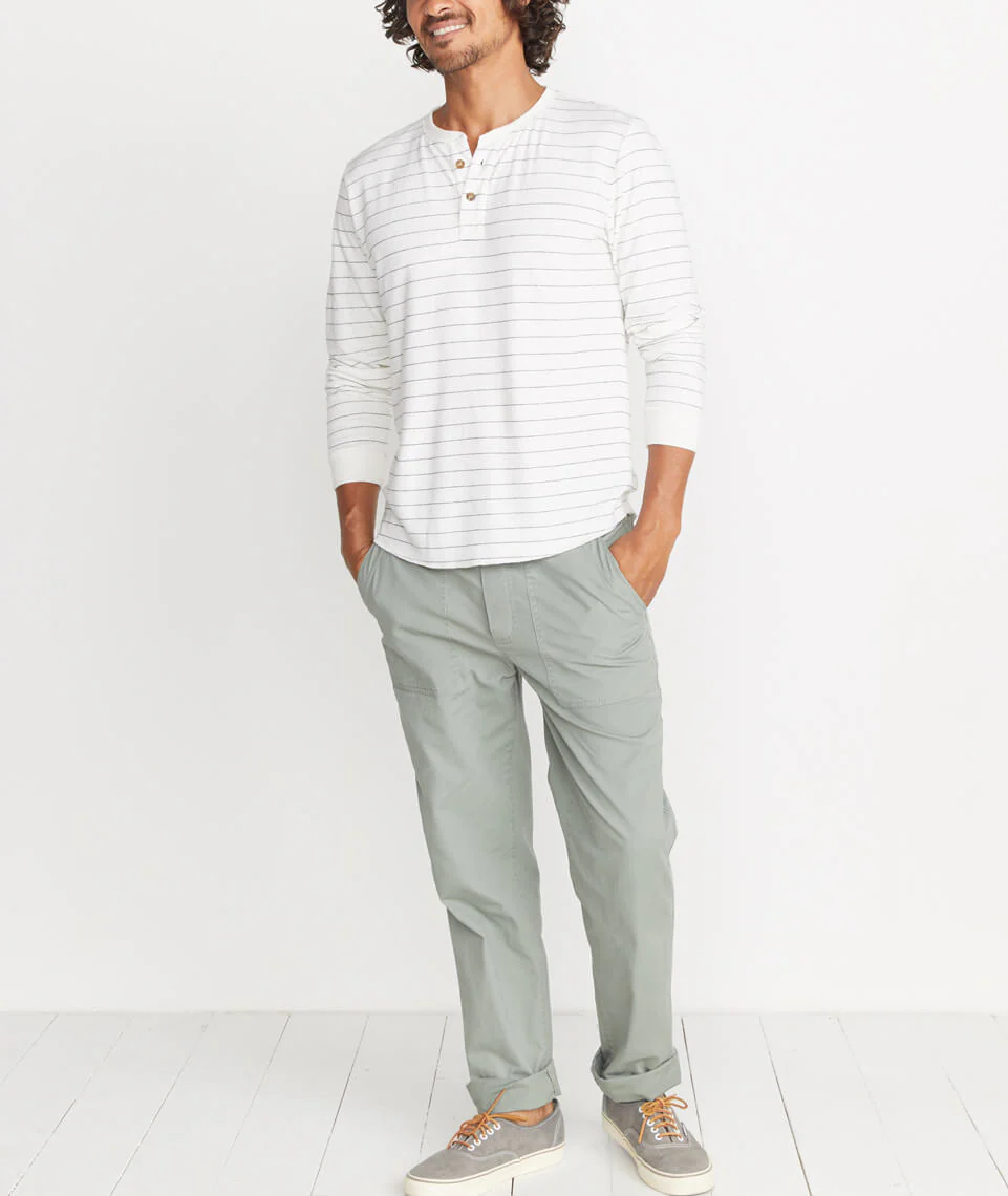 Double Knit Henley - Natural Stripe