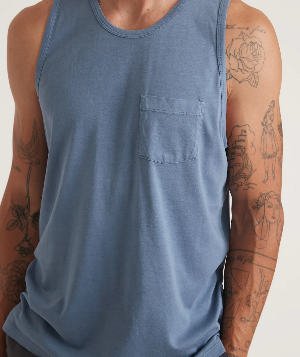 Garment Dye Signature Tank in China Blue
