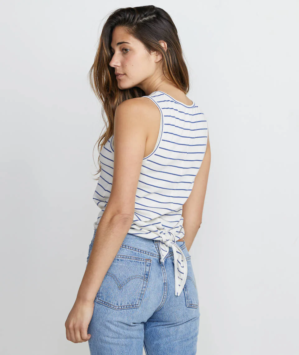 Lori Tie Back Tank in Marlin/White Stripe