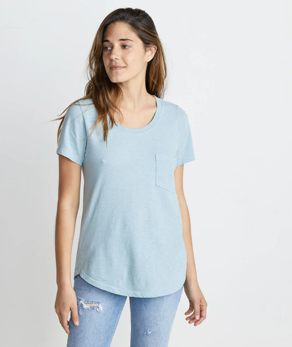 Boyfriend Pocket Tee in Aquamarine