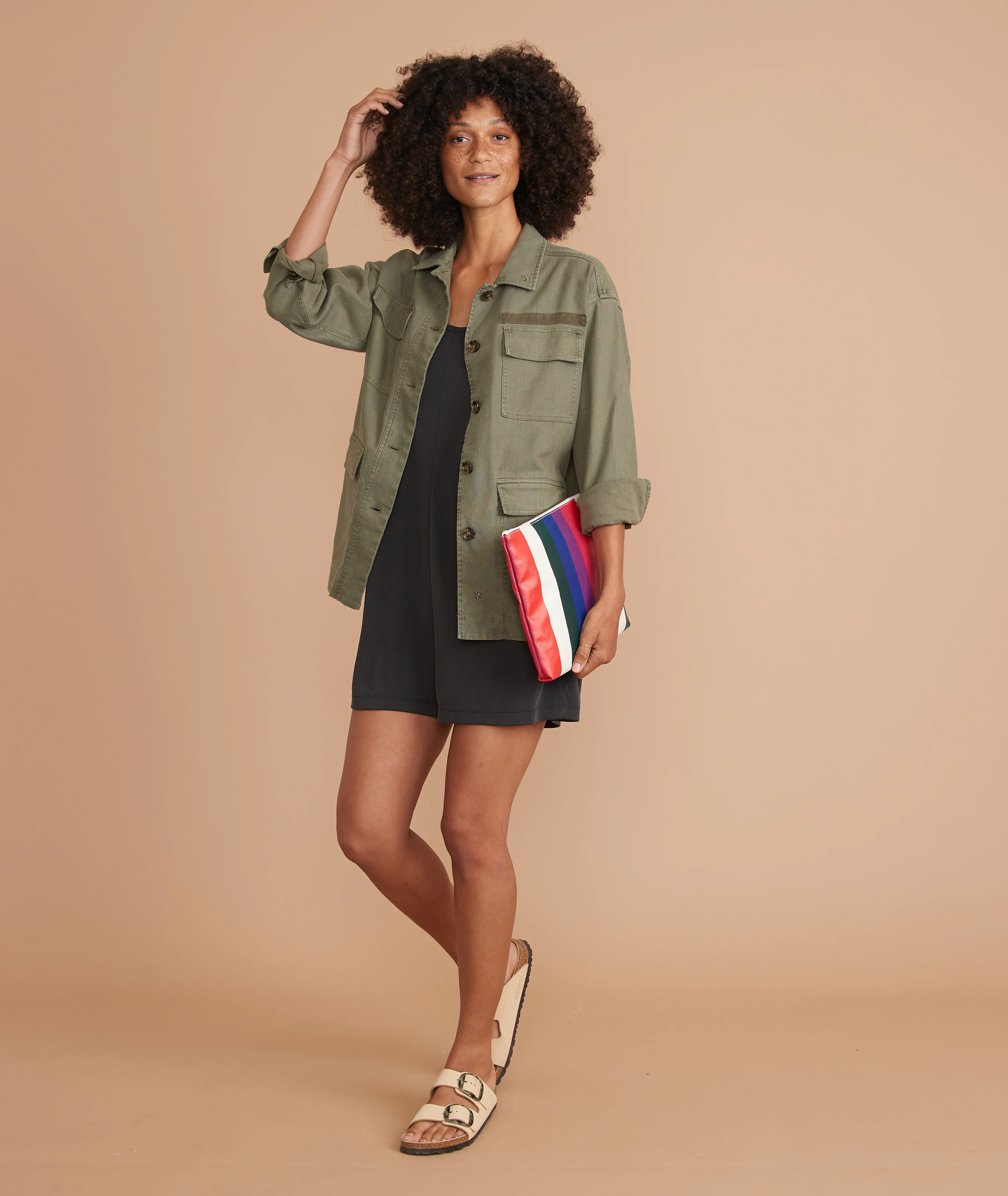 Large Pouch in Bold Multi Stripe