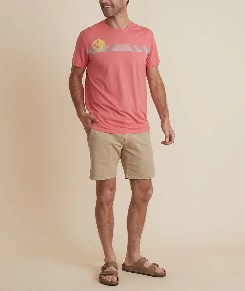 Signature Crew Graphic Tee in Baked Apple Palm Sunset