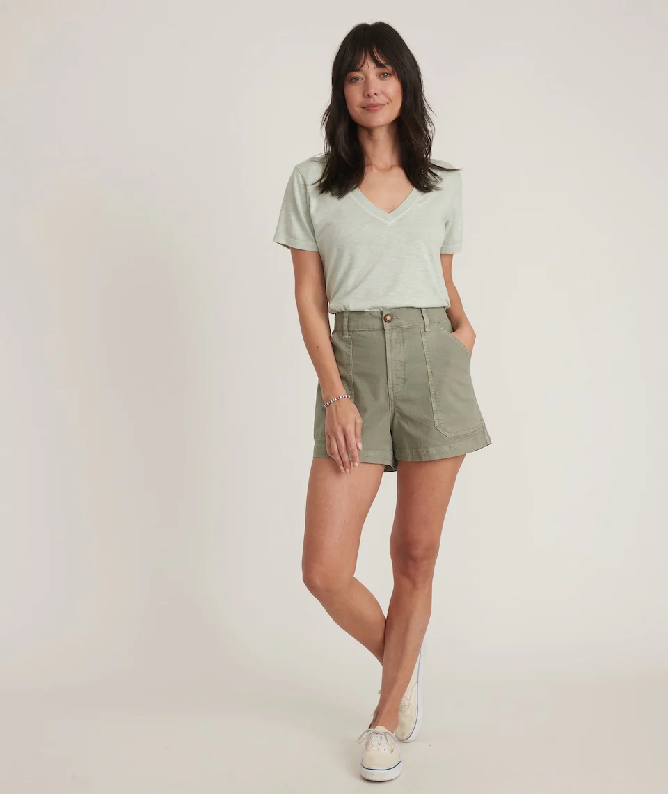 Boyfriend V-Neck Tee in Smoke Green