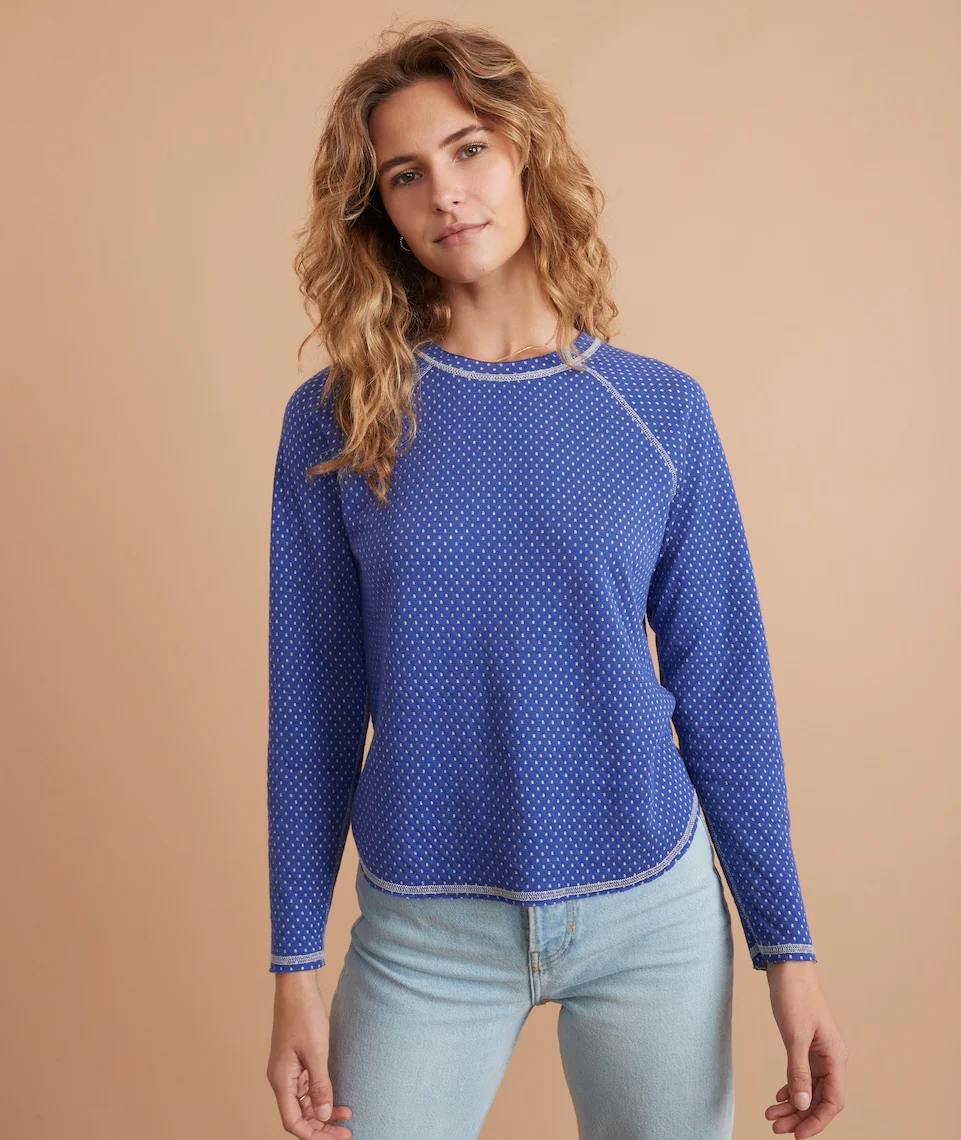 Valery Reversible Top in Sapphire/Sapphire Heather