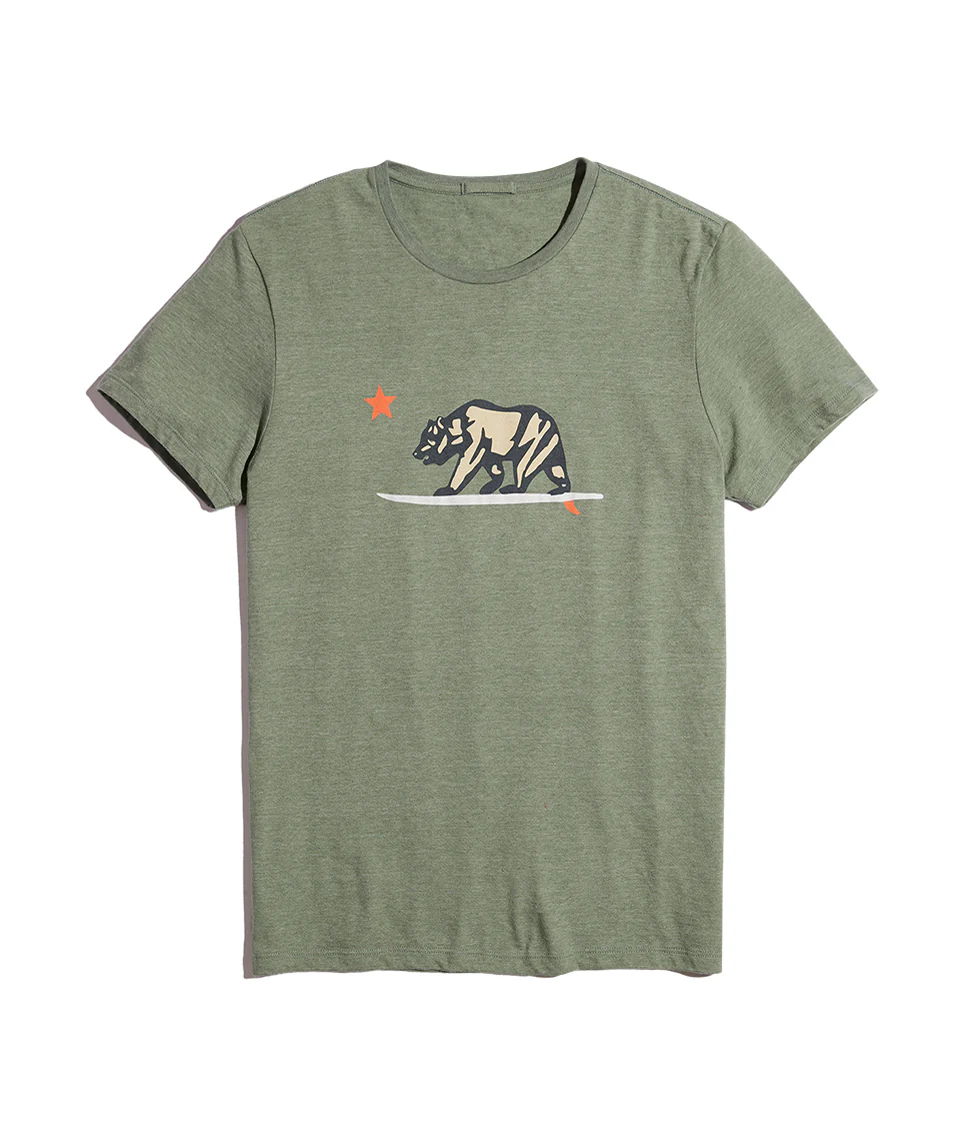Surfing Bear Tee in Thyme