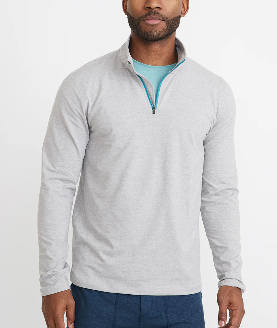 Huntley Quarter Zip in Light Heather Grey