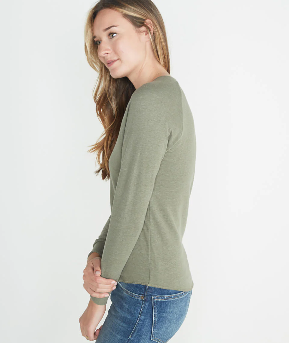 Double Knit Henley in Admiral Green