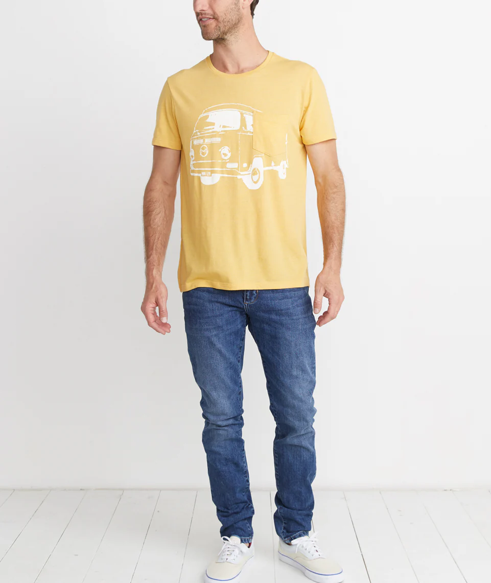 Bus Pocket Tee in Yellow Ochre