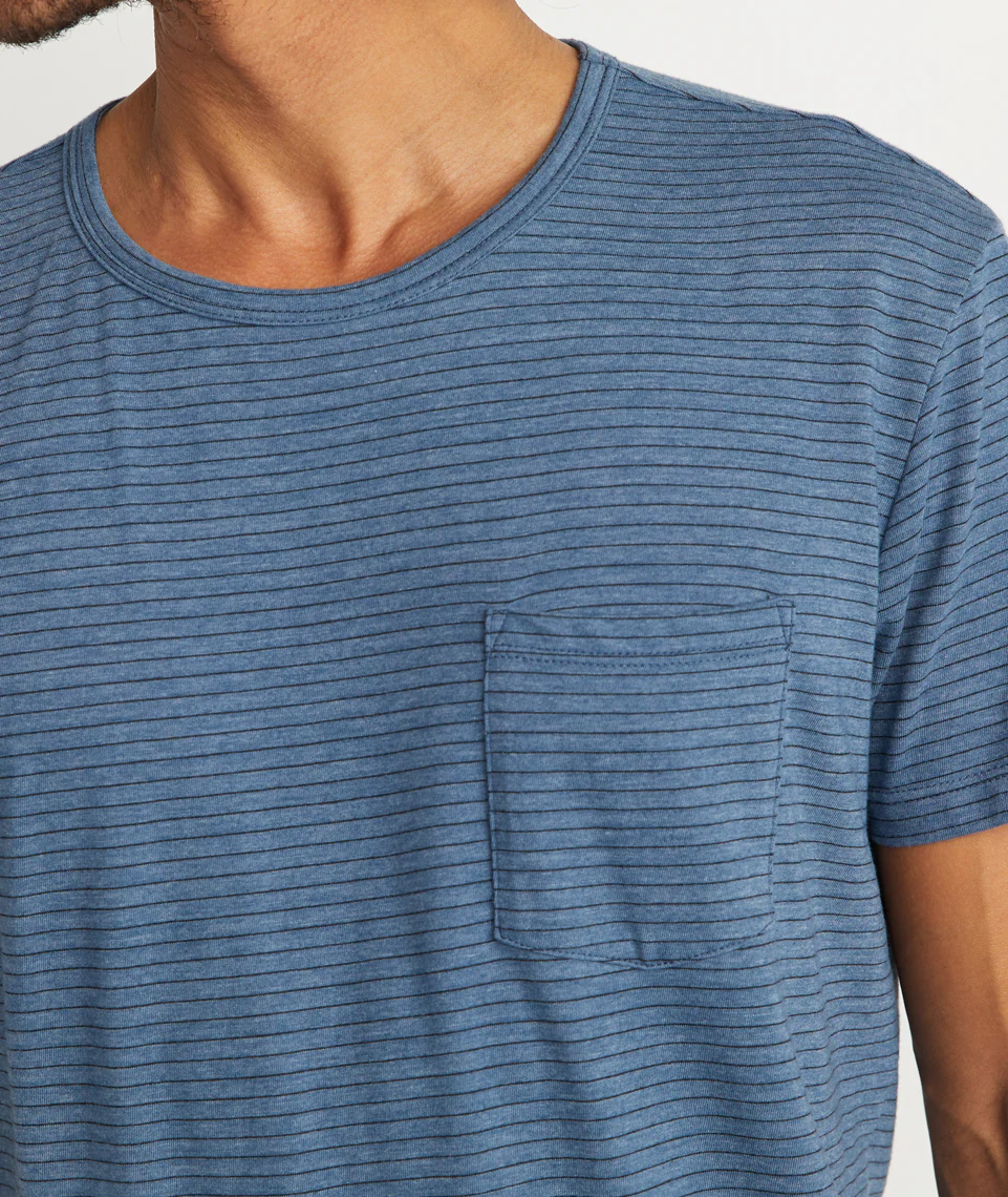 Saddle Pocket Tee in Bering Sea/Black Stripe