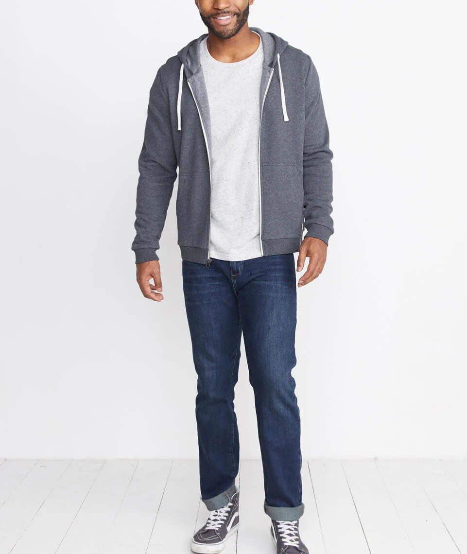 Signature Zip Lined Hoodie in Dark Charcoal