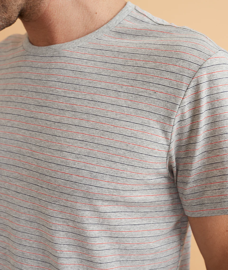 Re-Spun Stripe Crew in Heather Grey Multi Stripe
