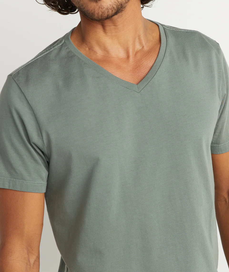 Signature V-Neck in Agave Green