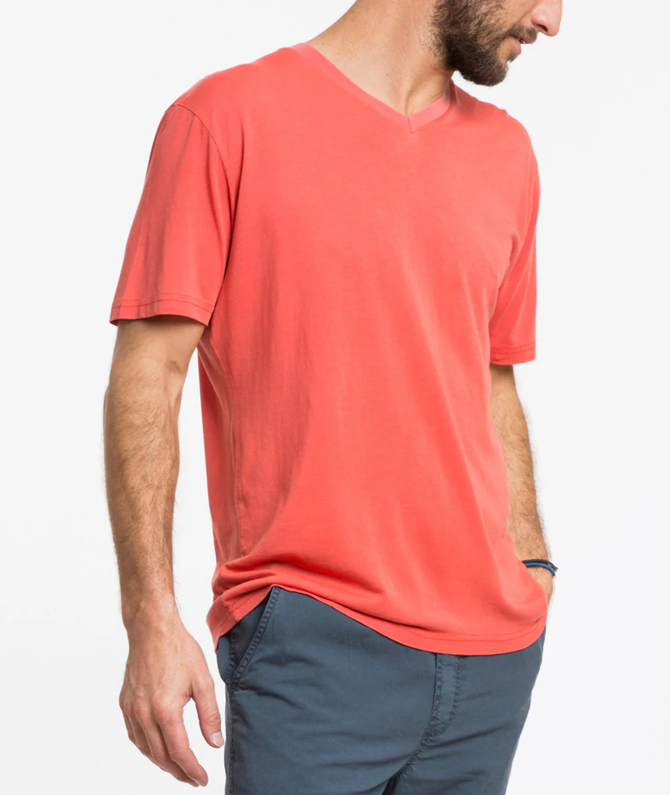 Signature Pigment Dye V-neck - Paprika