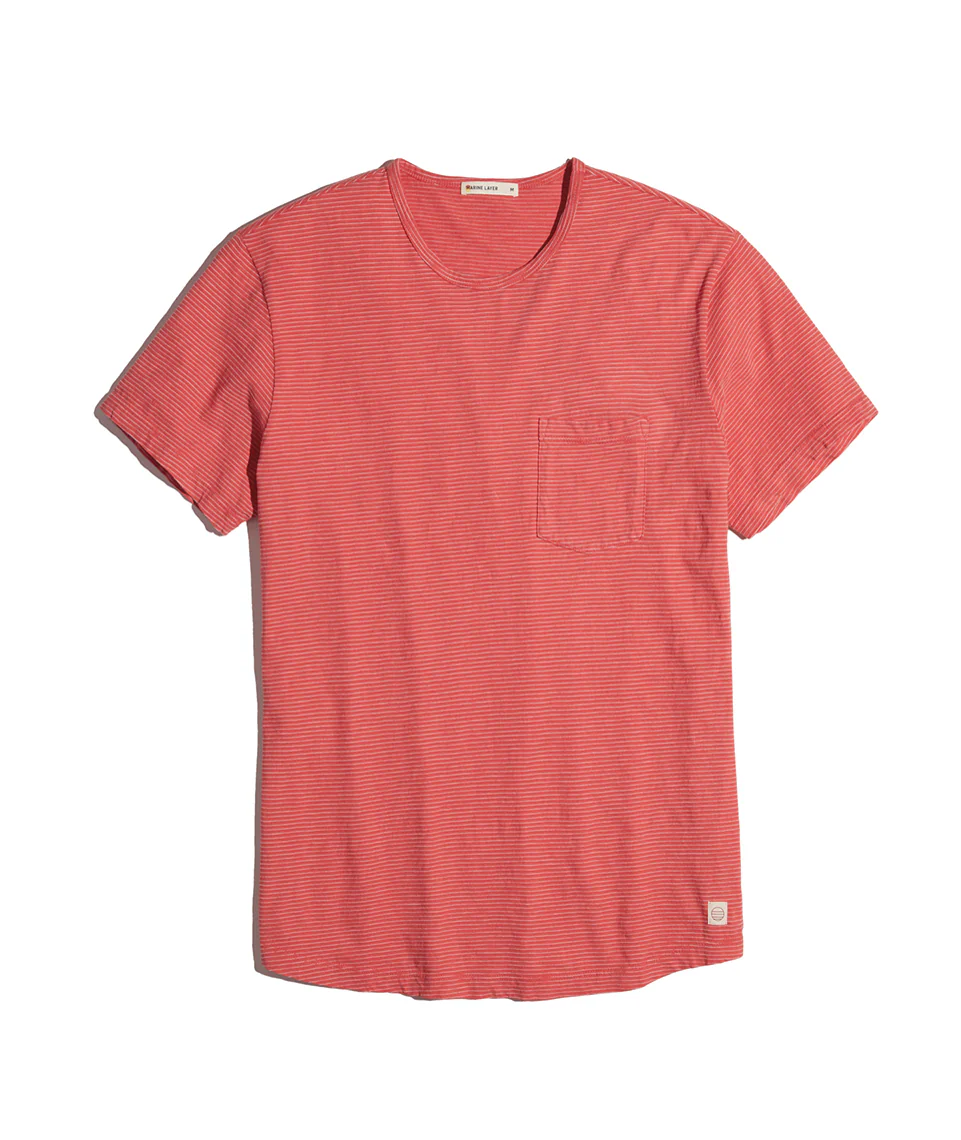 Saddle Pocket Tee in Red Stripe
