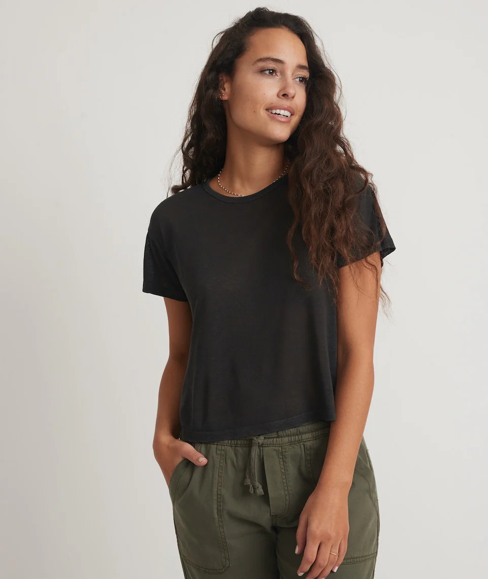Hemp Cotton Oversized Tee in Faded Black