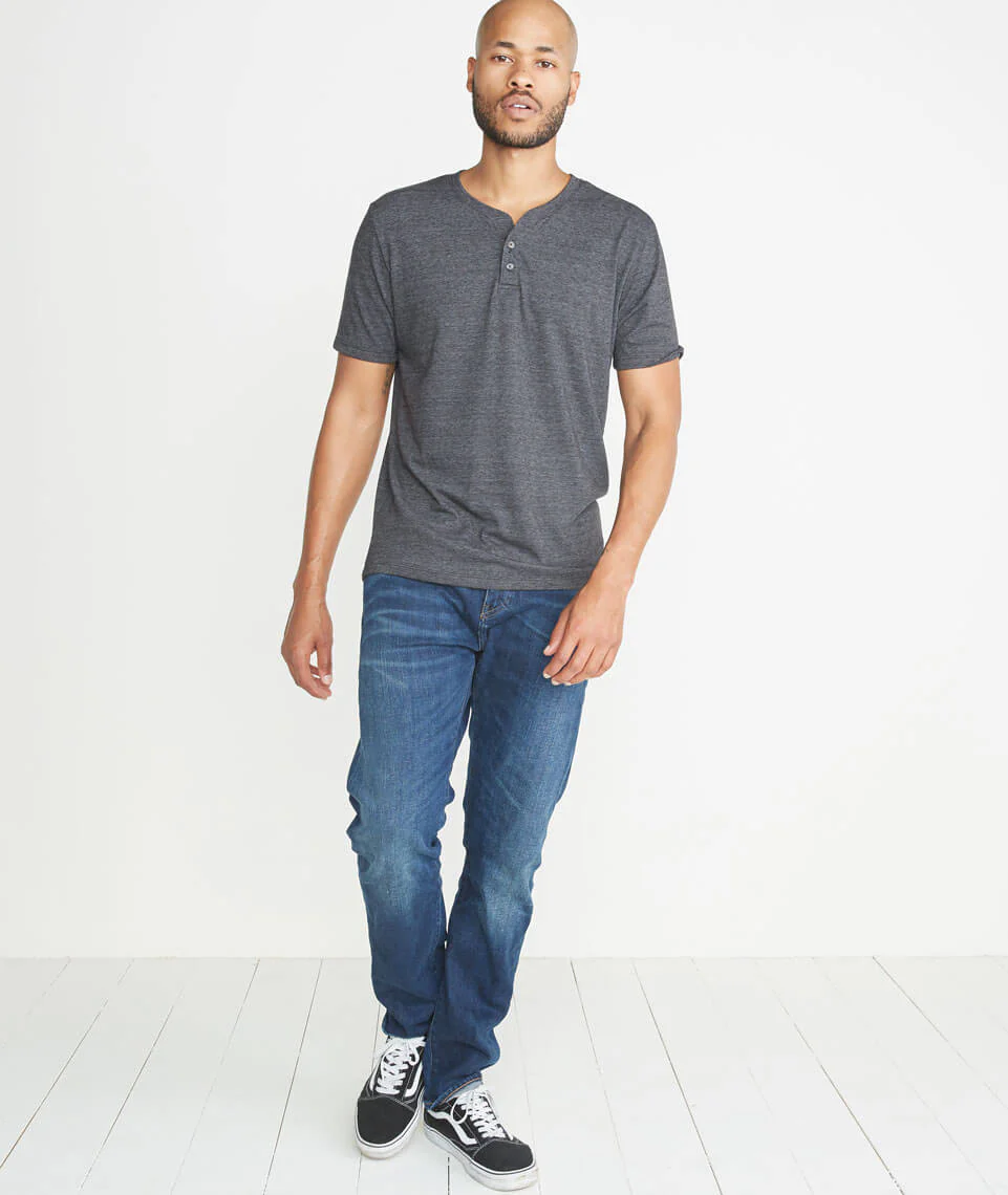 Shortsleeve Henley in Charcoal