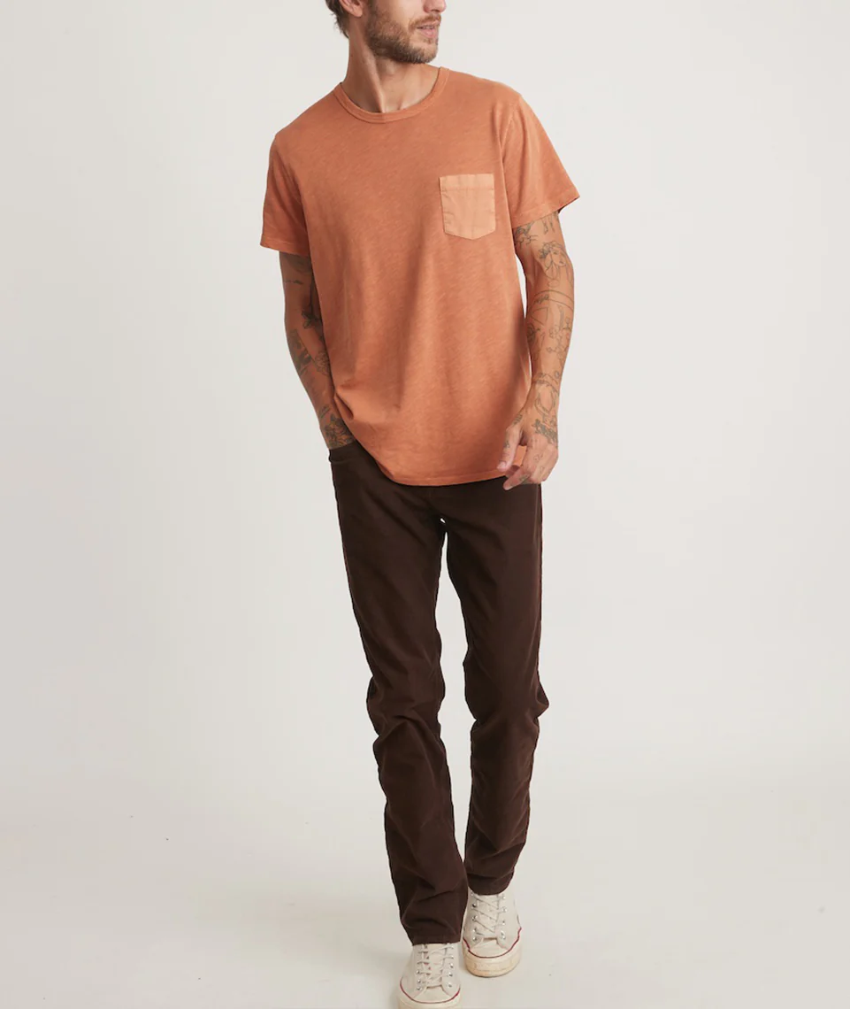 Vintage Heavy Slub Pocket Tee in Amber Brown