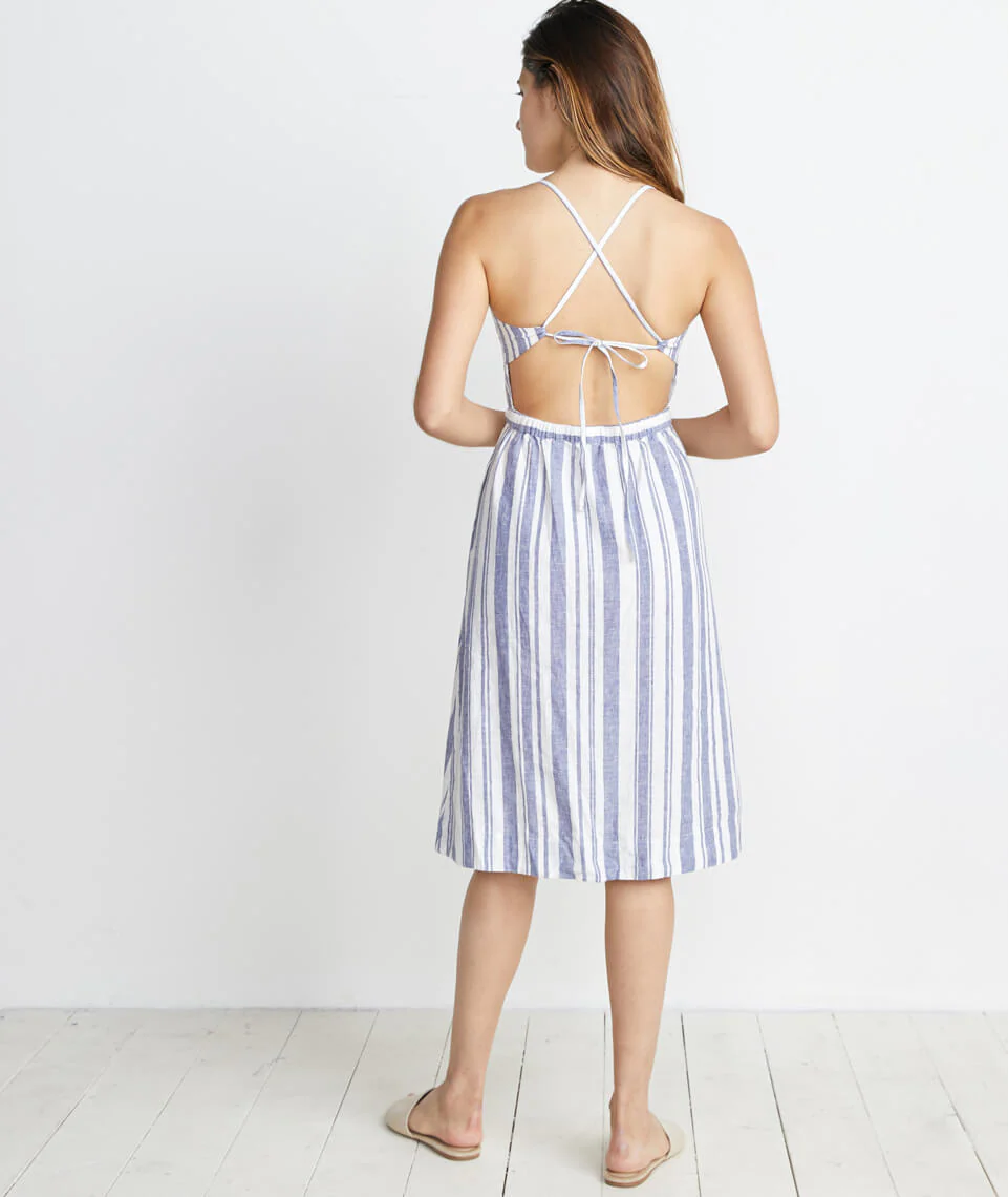 Lily Dress in Blue/White Stripe