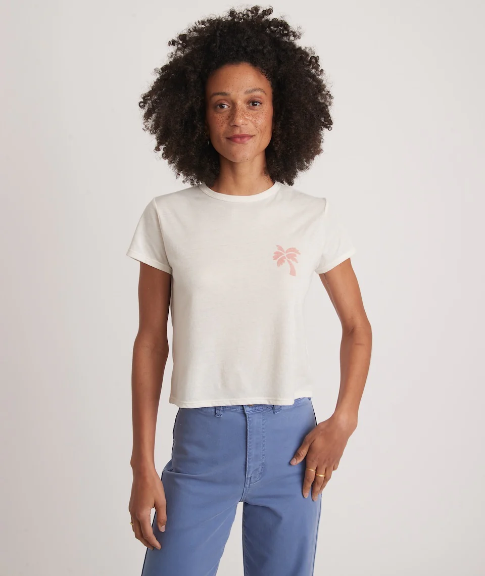 Crop Graphic Tee in White
