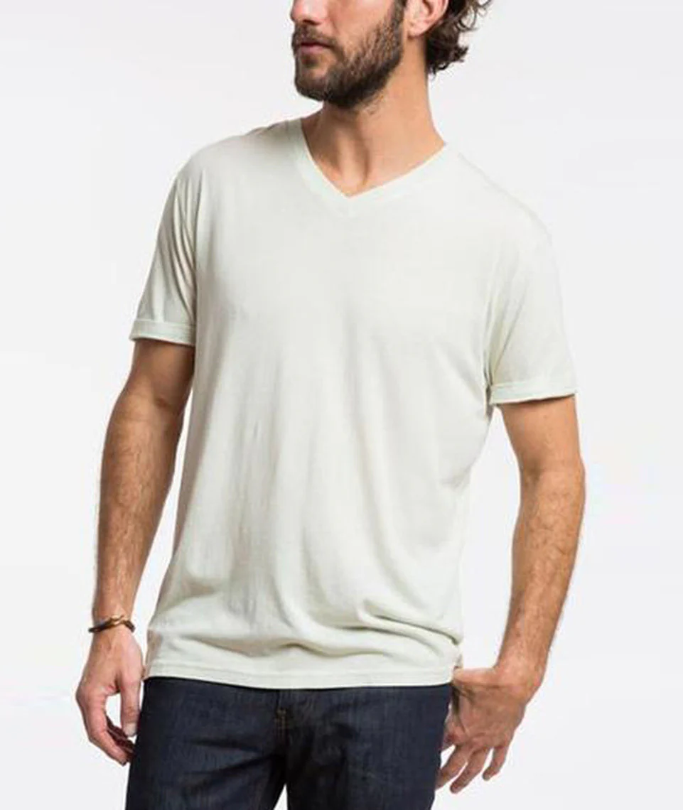 Signature Pigment Dye V-neck - Bleached Aqua