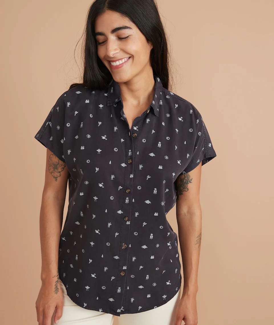 Dana Shirt in Black/White Mystic Print