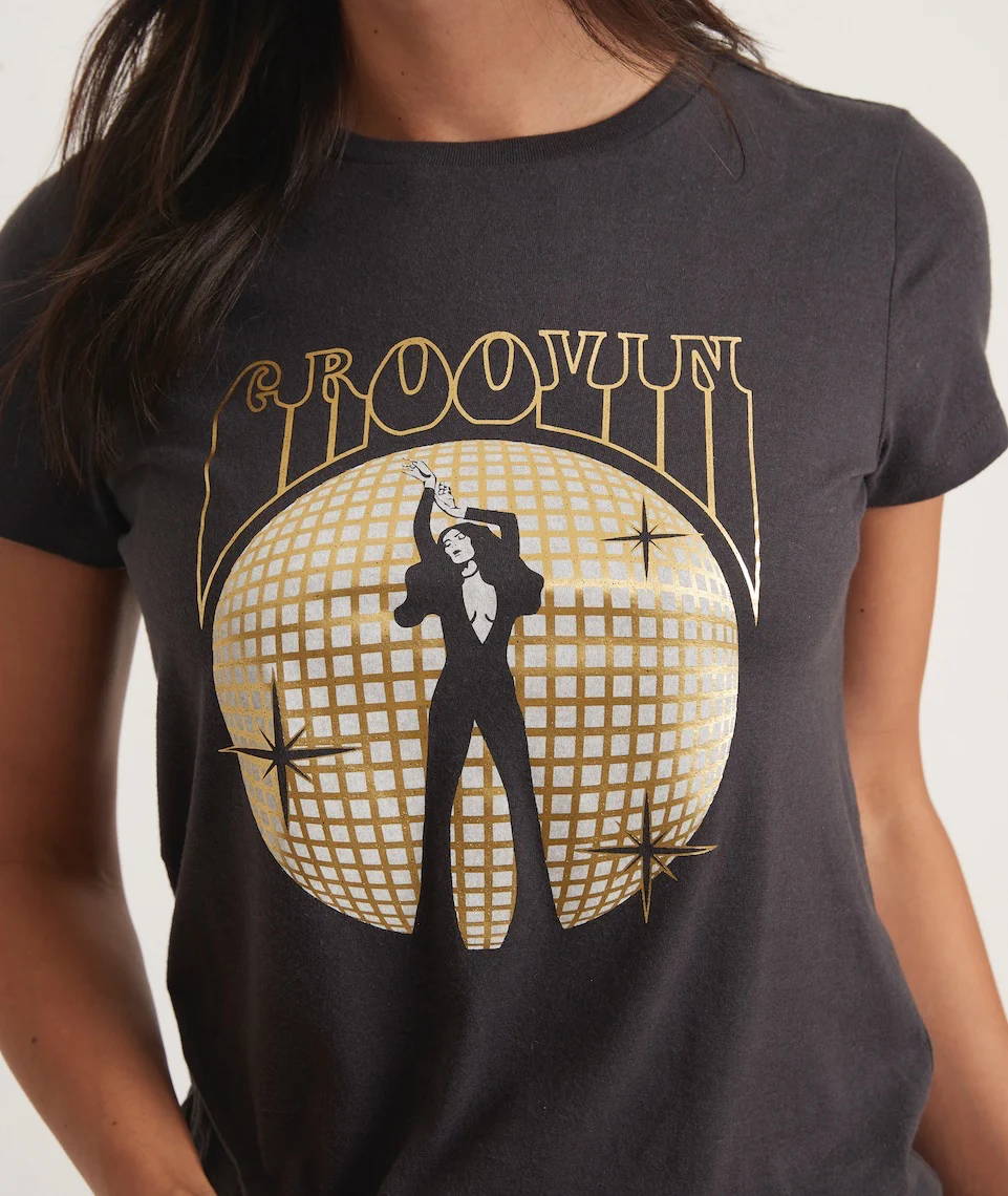 Respun Graphic Classic Crew in Faded Black