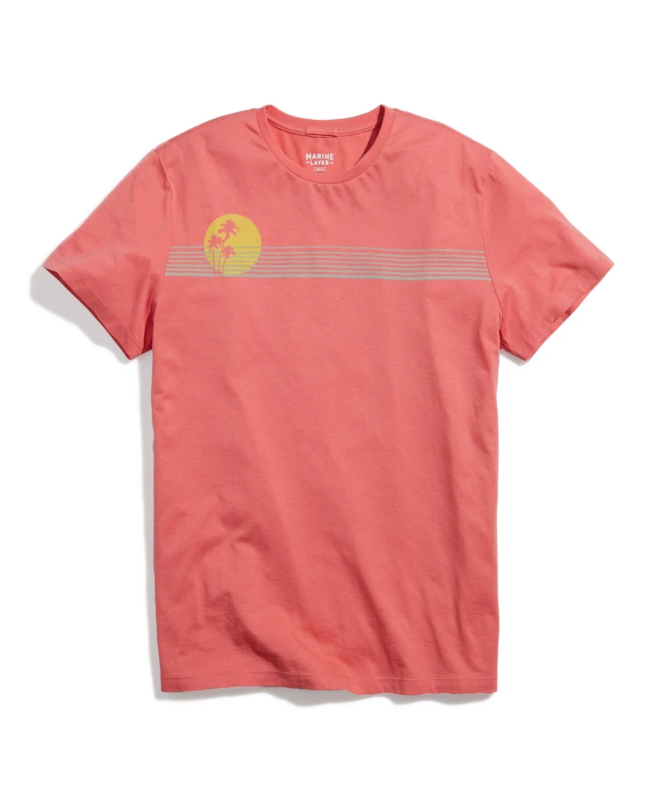 Signature Crew Graphic Tee in Baked Apple Palm Sunset