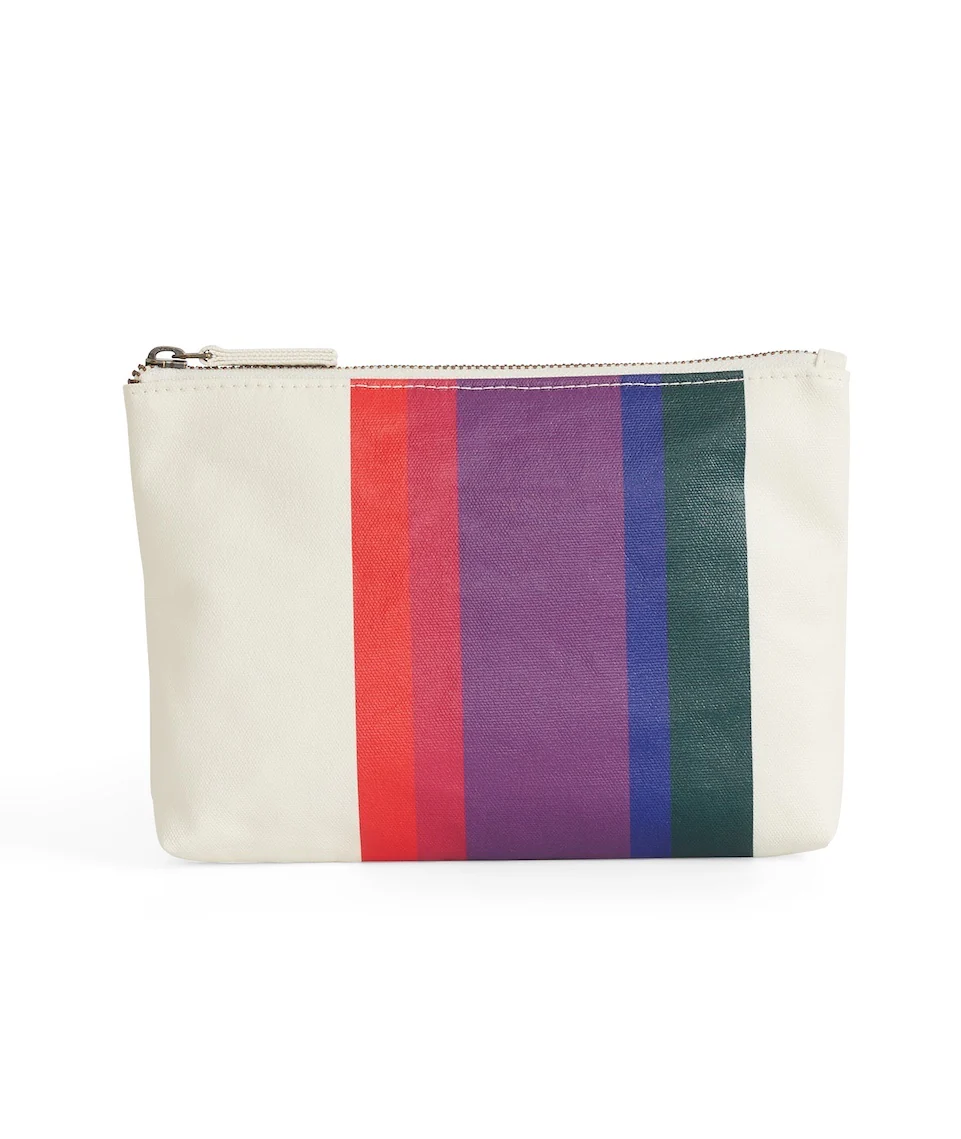 Small Pouch in Natural/Bold Multi Stripe