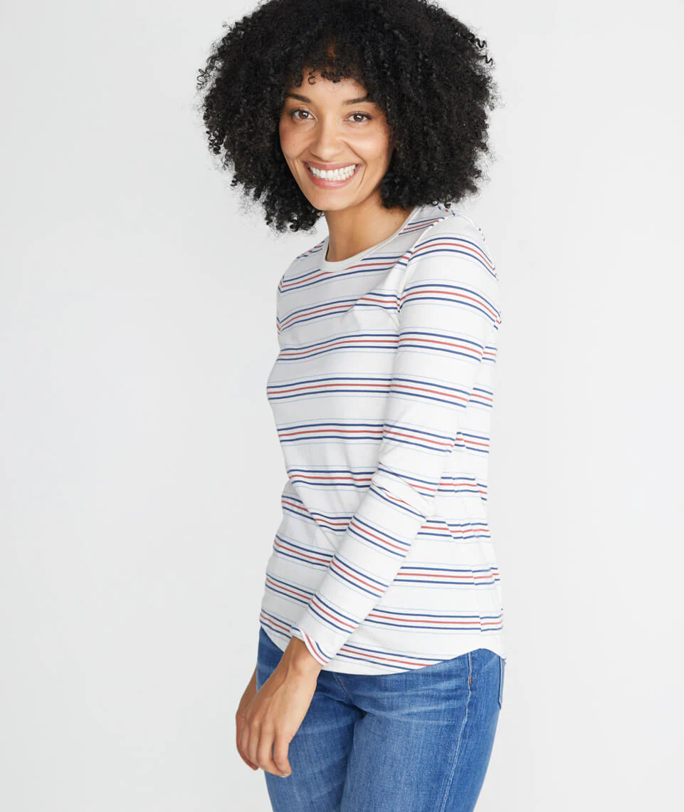 Clover Longsleeve Saddle Crew in Retro Stripe