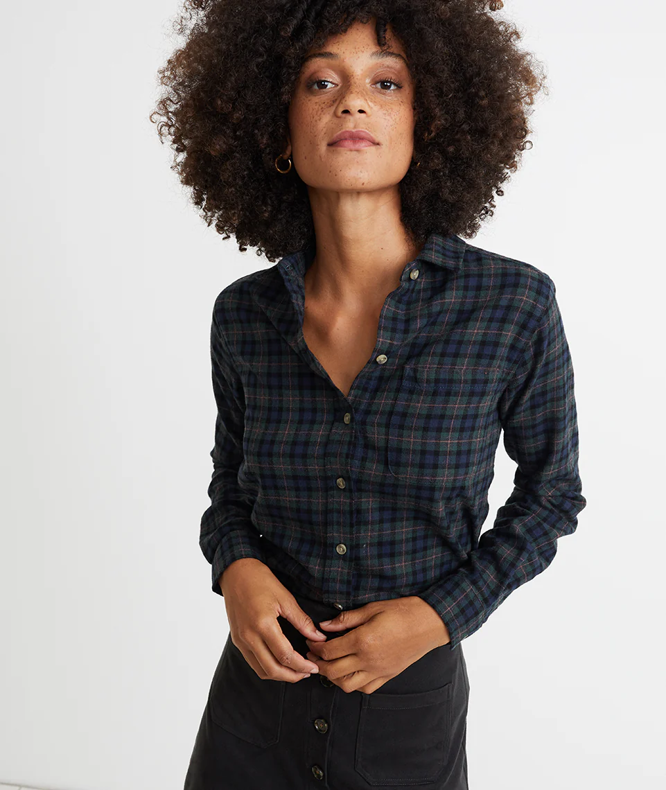 Kendall Button Down in Green Plaid