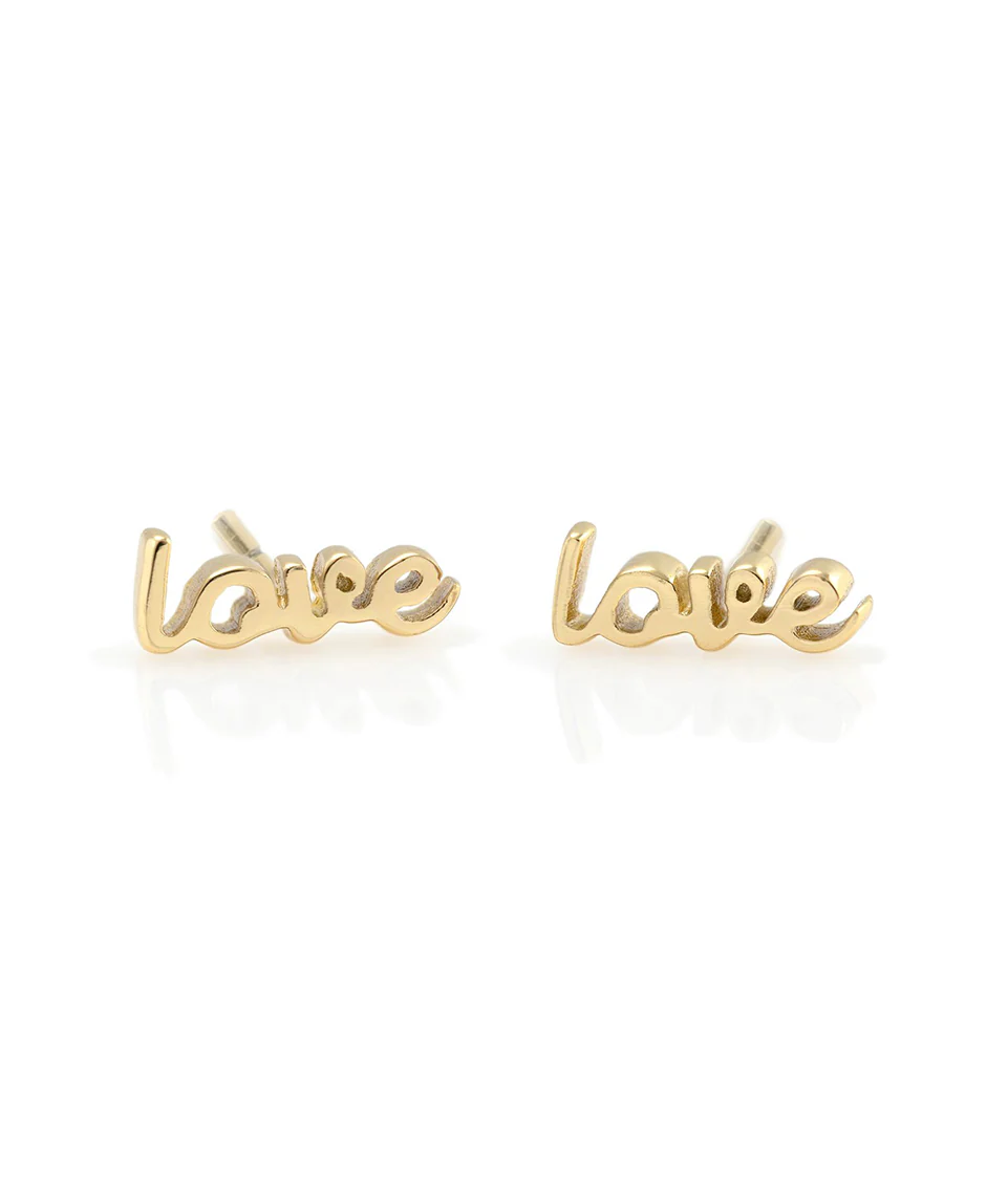 Kris Nations Love Stud Earrings in Gold