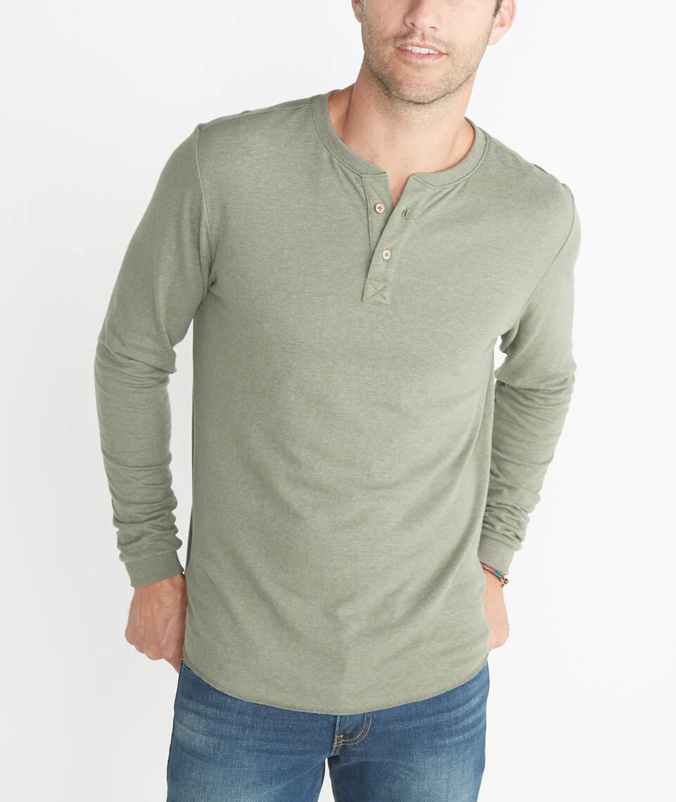 Double Knit Henley in Admiral Green