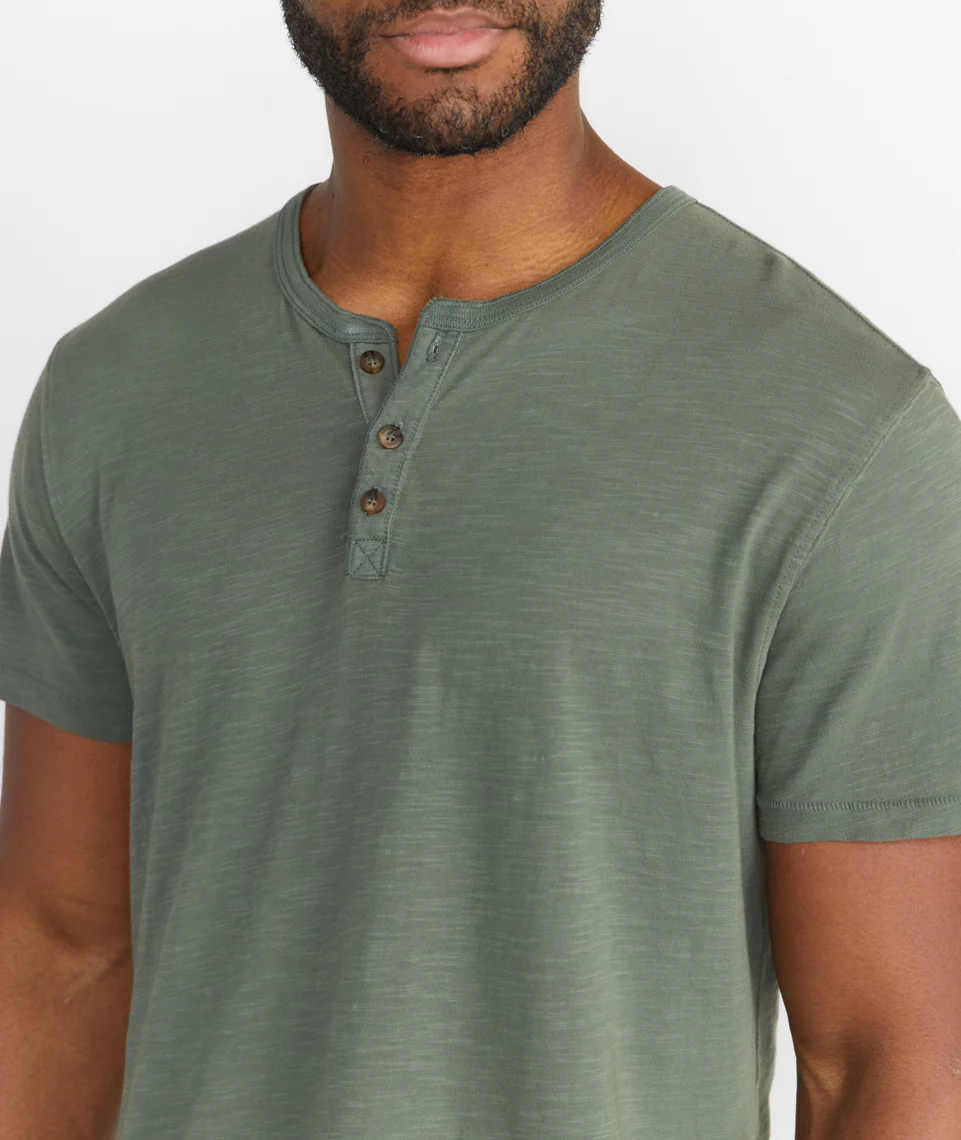 Short Sleeve Henley in Faded Thyme