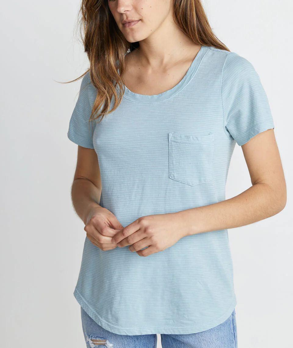 Boyfriend Pocket Tee in Aquamarine
