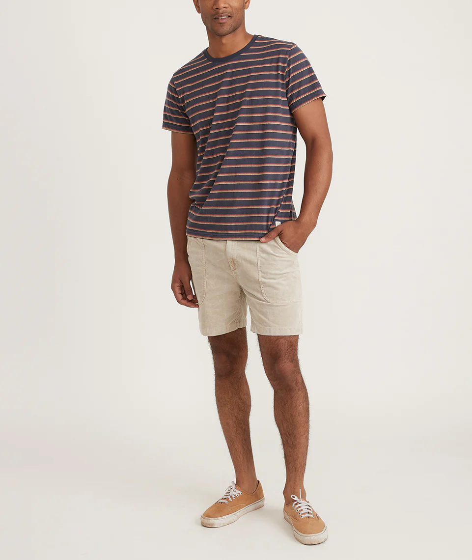 Signature Crew Tee in Navy Sunset Stripe