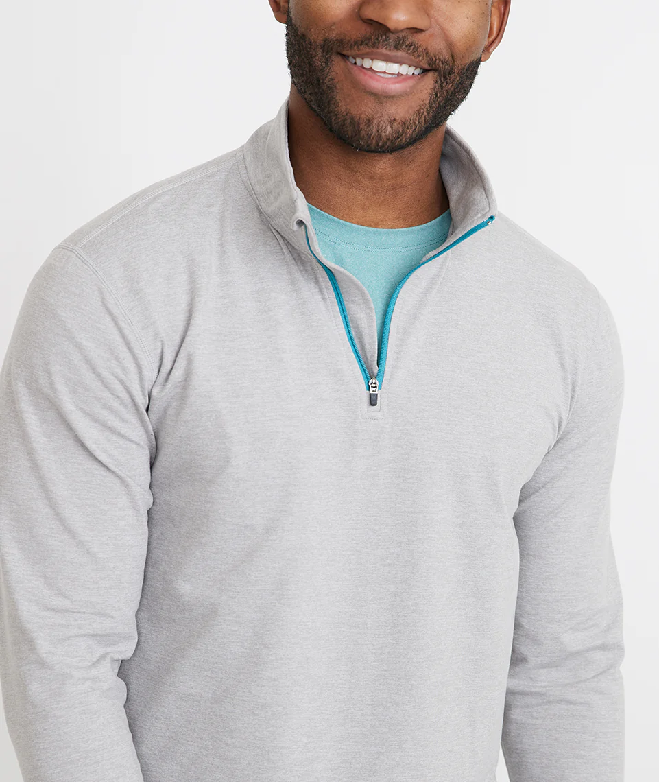 Huntley Quarter Zip in Light Heather Grey