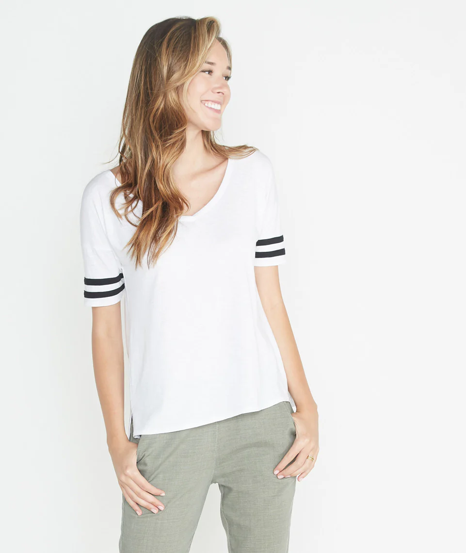 Varsity Stripe Tee in Snow White