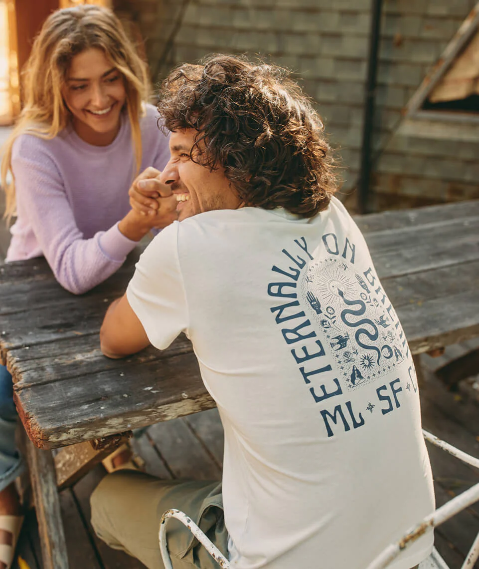 Signature Crew Graphic Tee in Natural