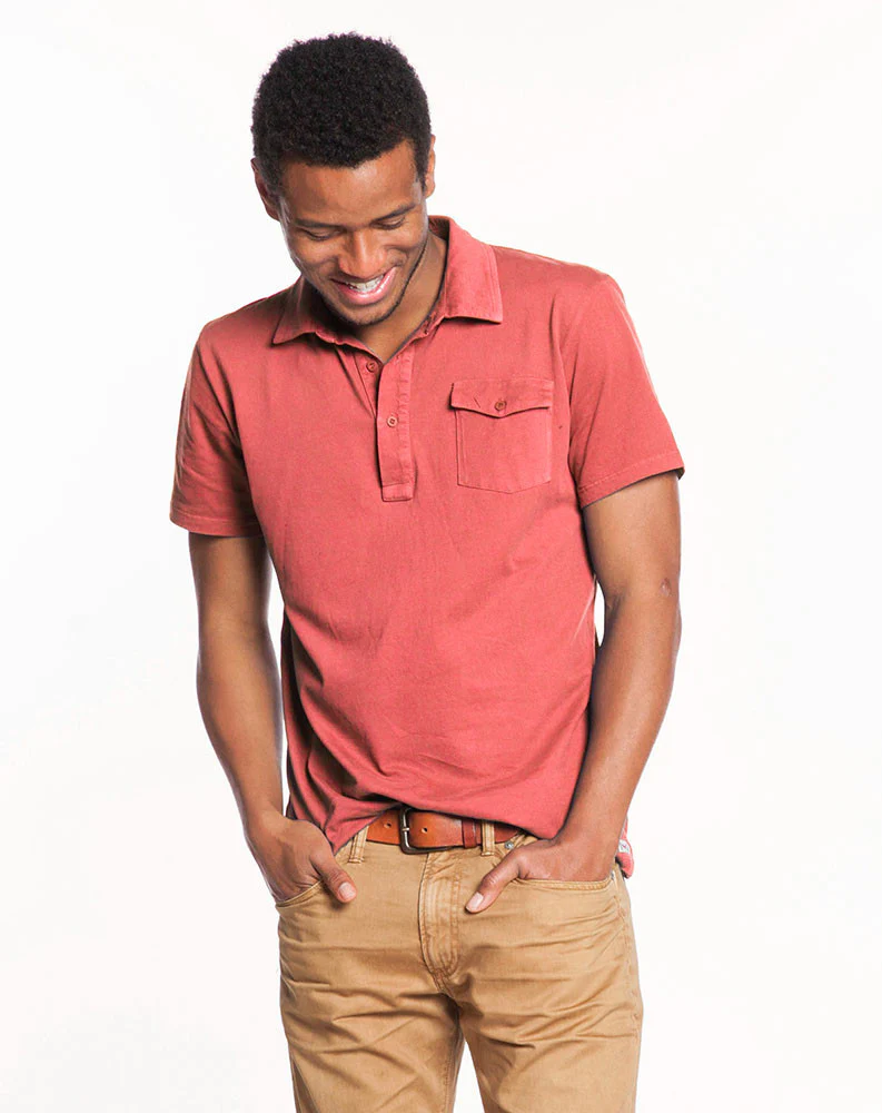 Sueded Jersey Polo - Faded Red