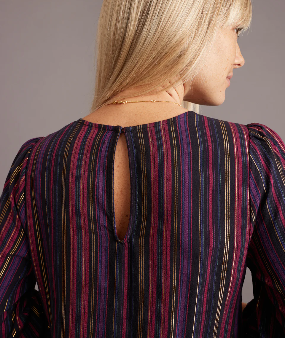 Alice Midi Dress in Lurex Multi Stripe