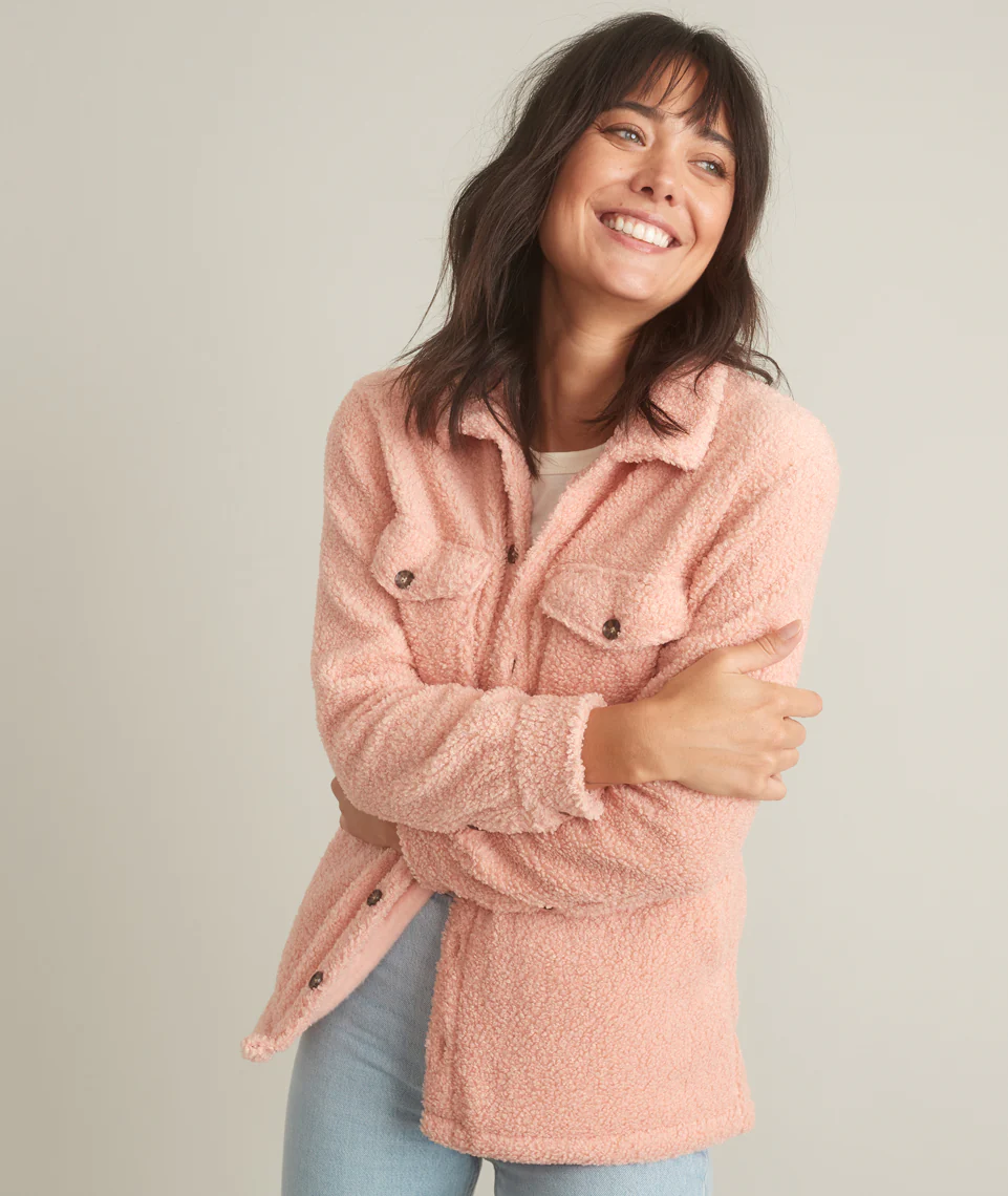 Eden Sherpa Overshirt in Coral Cloud