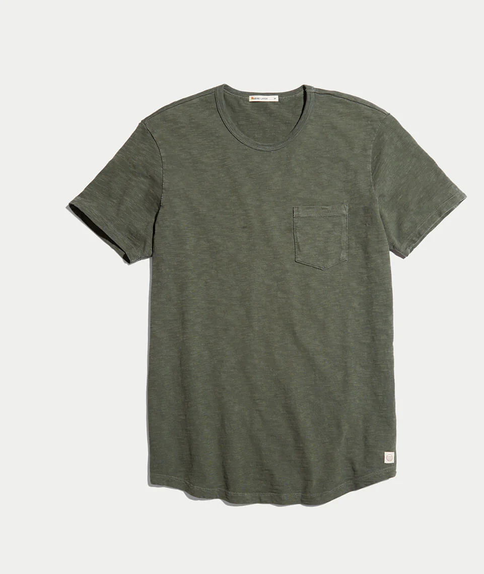Saddle Pocket Tee in Moss