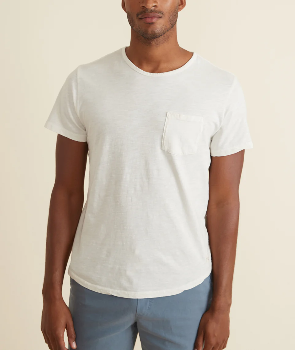 Saddle Hem Pocket Tee in White