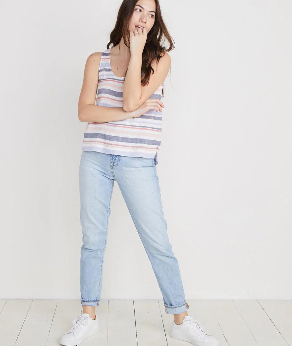 Jackie Tank in Blue Multi Stripe