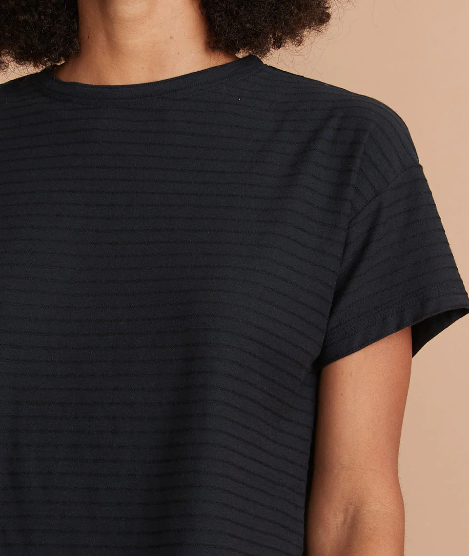 Lydia Textured Stripe Top in Faded Black/Black Stripe