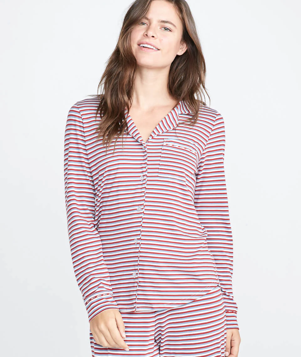 Classic PJ Top in Rosewood Stripe