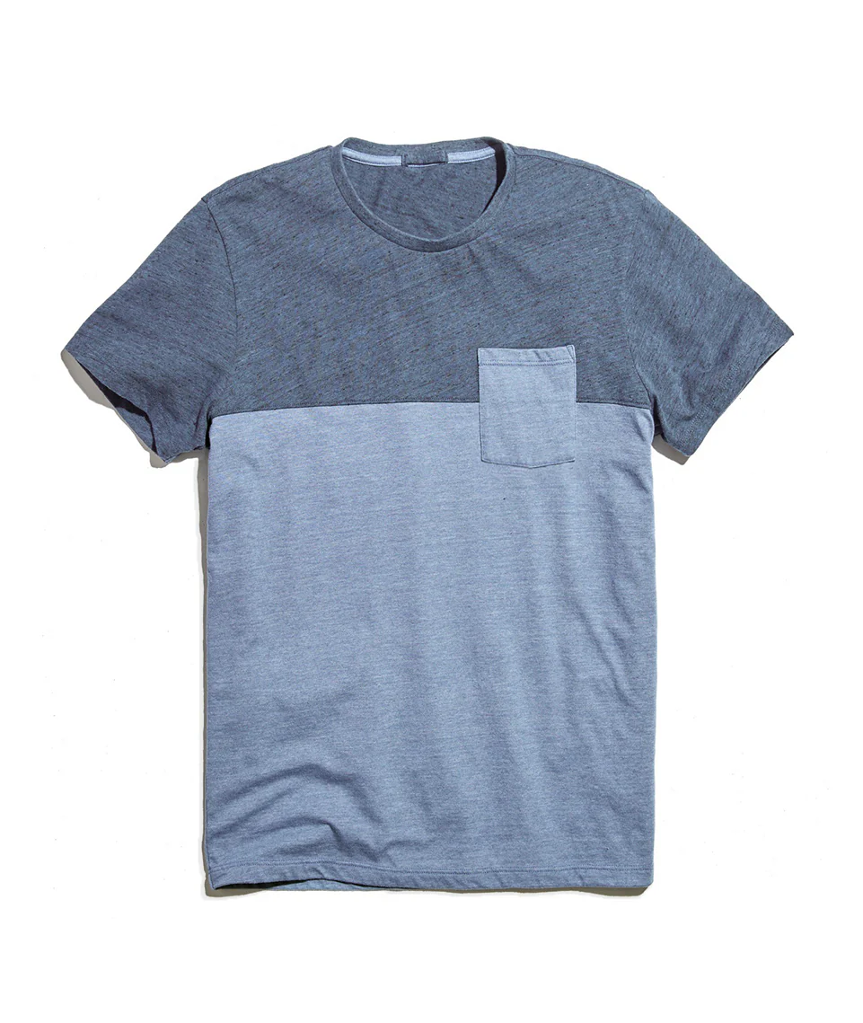 Colorblock Pocket Tee in Vintage Indigo