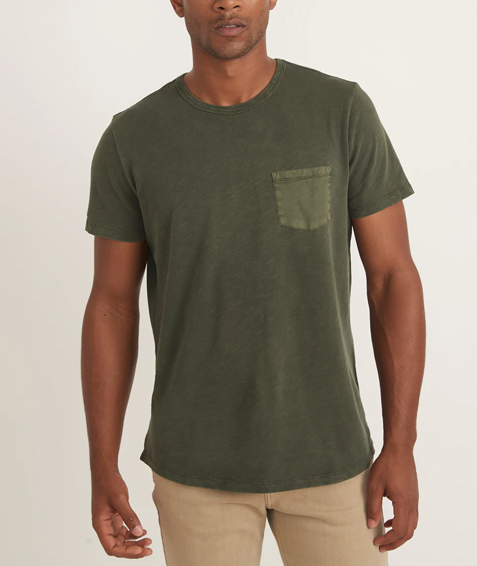 Vintage Heavy Slub Pocket Tee in Dark Forest