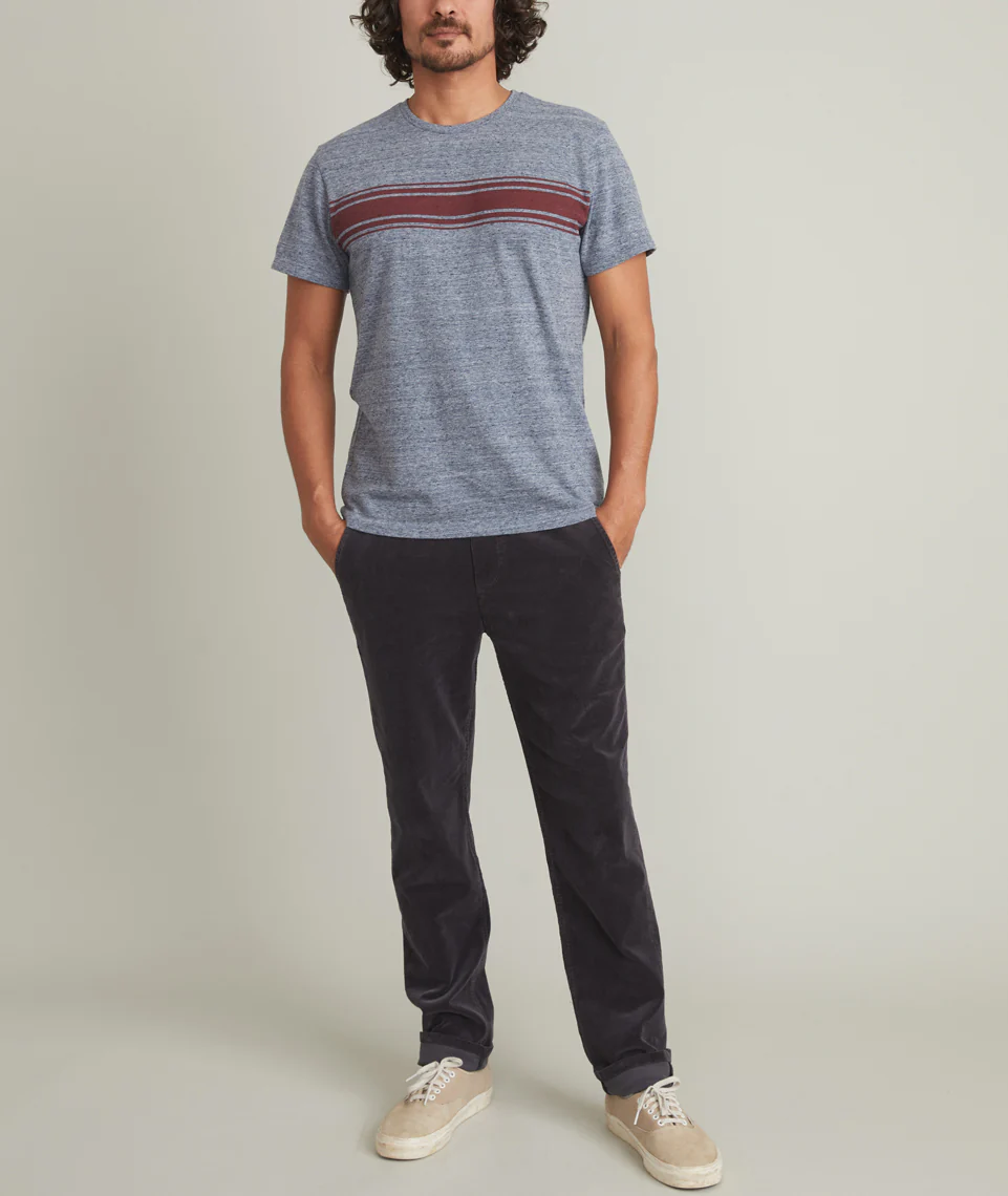 Signature Crew Graphic Tee in Heather Blue Neps