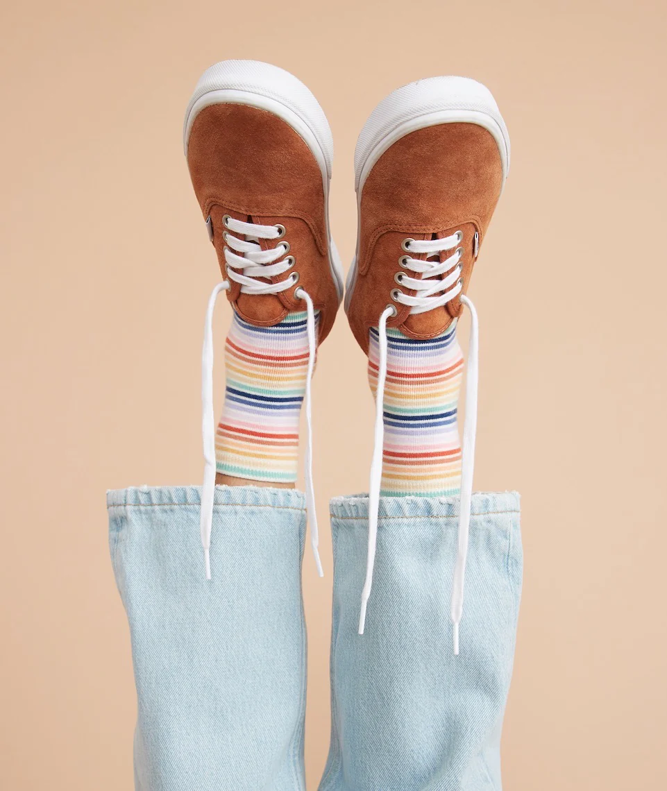 Hi-Ankle Sock in Rainbow Stripe